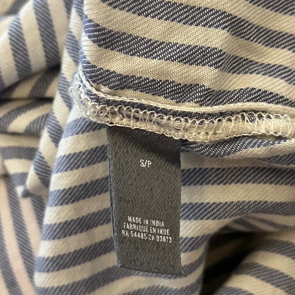 Aerie Intimates Sleepwear Pinstripes Blue White Long Sleeve Ruffle V-Neck Tunic - Picture 6 of 6